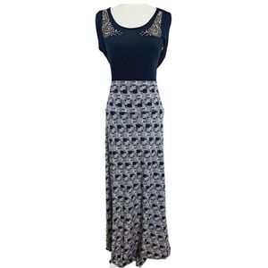 LulaRoe Women's Geometric Print Black Lavender  Maxi Skirt Modest Casual sz 3XL